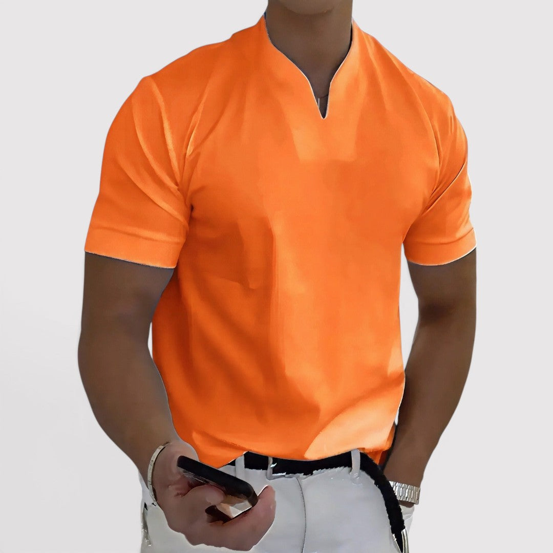 ALESON 通気性抜群のキーネックTシャツ