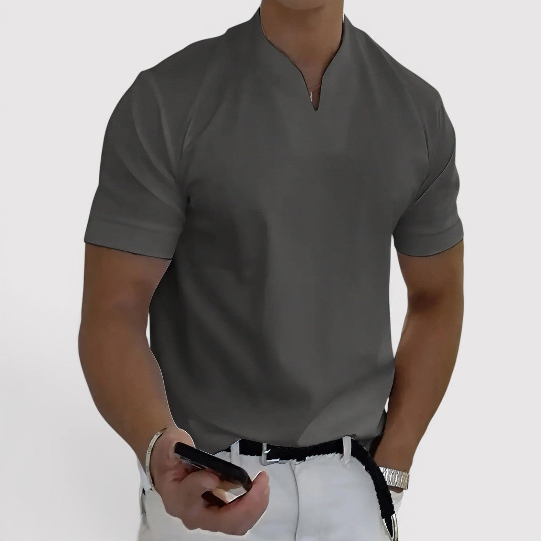 ALESON 通気性抜群のキーネックTシャツ
