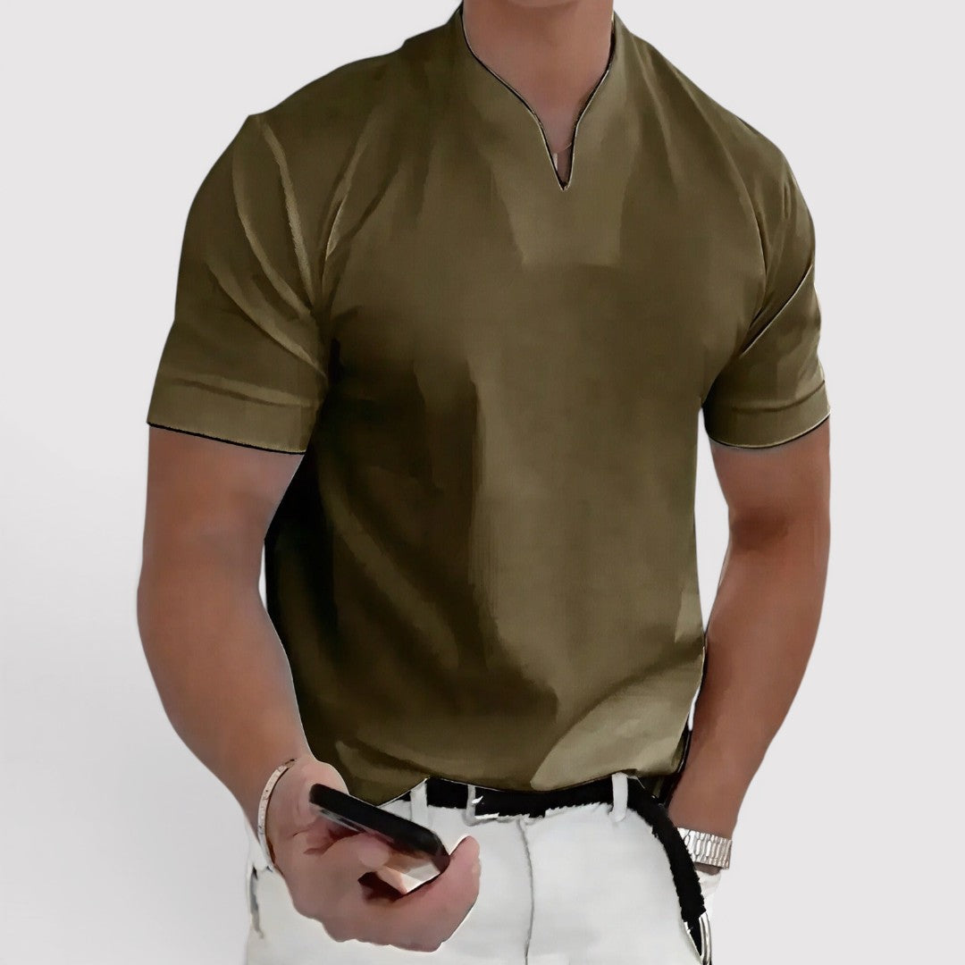 ALESON 通気性抜群のキーネックTシャツ