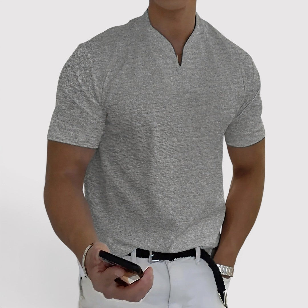 ALESON 通気性抜群のキーネックTシャツ