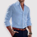 MOREN クラシックストライプ長袖シャツ