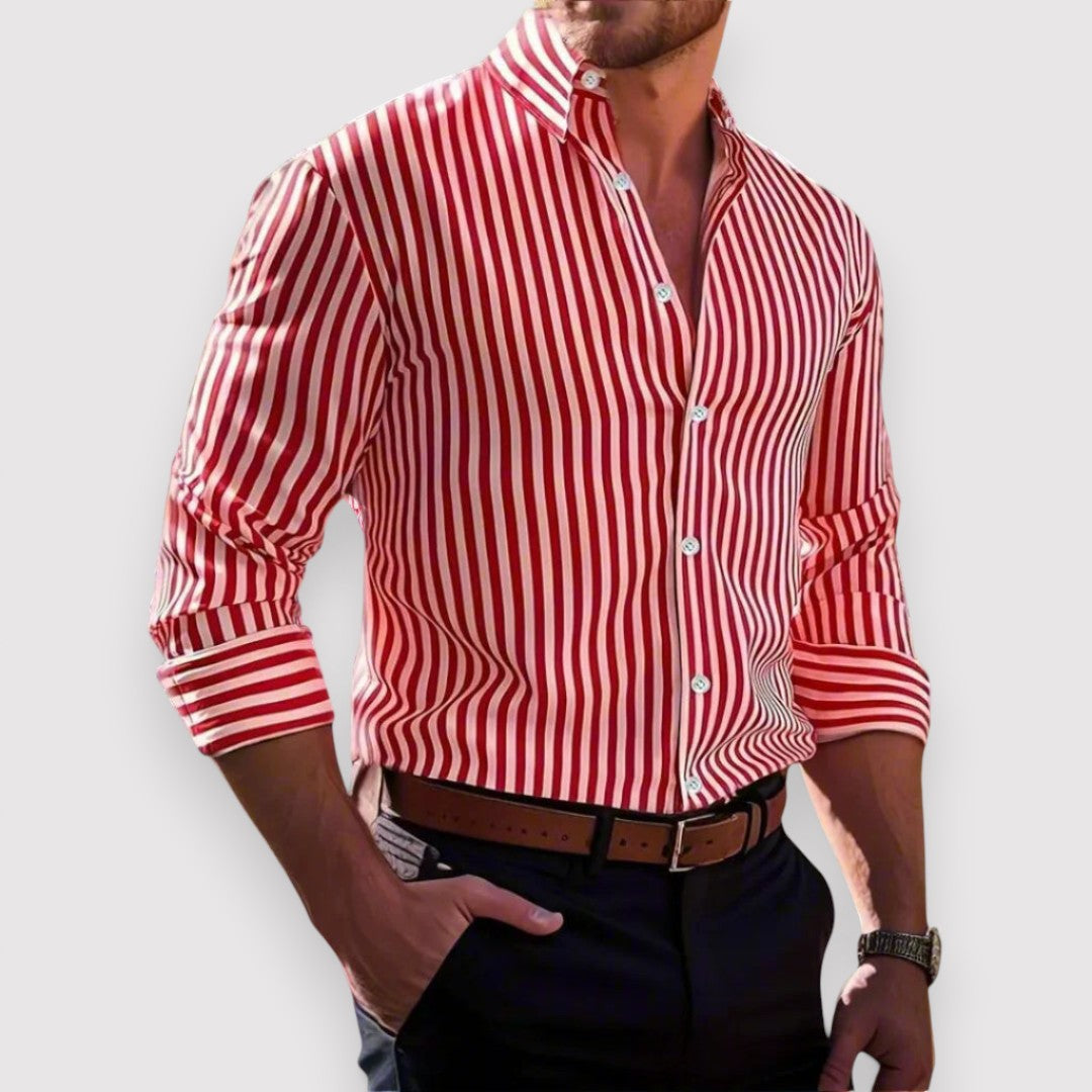 MOREN クラシックストライプ長袖シャツ