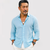 OLIVIER 着心地の良い長袖リネンシャツ