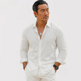 OLIVIER 着心地の良い長袖リネンシャツ