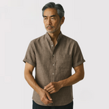 TIMOU 通気性のあるリネン混紡シャツ