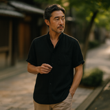 TIMOU 通気性のあるリネン混紡シャツ